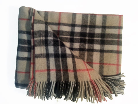 Wool Tartan Blanket: Camel Thomson - Throws -  - Best In Scotland