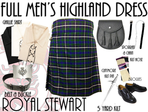 Douglas Tartan 8 Piece Highland Kilt Outfit Package - 5 Yard Kilts -  - Best In Scotland - 1