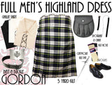 Gordon Dress Tartan 8 Piece Highland Kilt Outfit Package - 5 Yard Kilts -  - Best In Scotland - 1