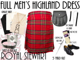 Royal Stewart Tartan 8 Piece Highland Kilt Outfit Package - 5 Yard Kilts -  - Best In Scotland - 1
