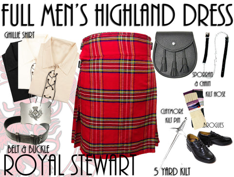 Royal Stewart Tartan 8 Piece Highland Kilt Outfit Package - 5 Yard Kilts -  - Best In Scotland - 1