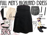 Black Modern 8 Piece Highland Kilt Outfit Package - 5 Yard Kilts -  - Best In Scotland - 1