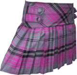 Pink and Grey Tartan Skirt With 4 Buttons - CLEARANCE - Skirts -  - Best In Scotland - 2